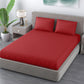 Red Satin Stripe Flat Double Bedsheet With 2 Pillow Covers