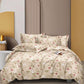 Cream Floral  Flat Double Bedsheet With 2 Pillow Covers