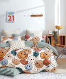 Cute Smiley Flat King Bedsheet With 2 Pillow Covers