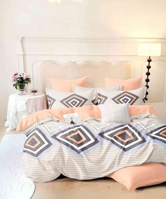 Peach Prism Flat King Bedsheet With 2 Pillow Covers