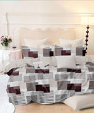 Multicolor Abstract Flat Double Bedsheet with 2 Pillow Covers