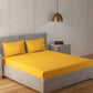 Yellow Satin Stripe Flat Double Bedsheet With 2 Pillow Covers