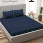 Blue Satin Stripe Flat Double Bedsheet With 2 Pillow Covers