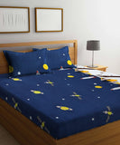 Space Printed Flat King Bedsheet with 2 Pillow Covers