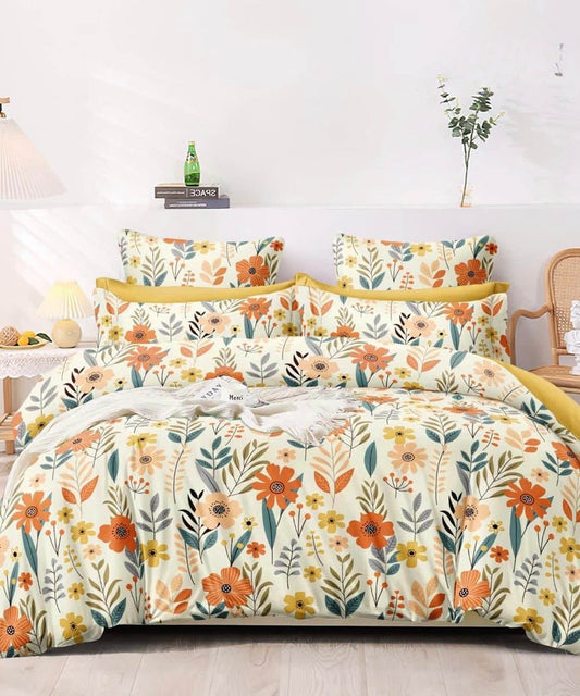 Nature's Whimsy Flat Double Bedsheet With 2 Pillow Covers