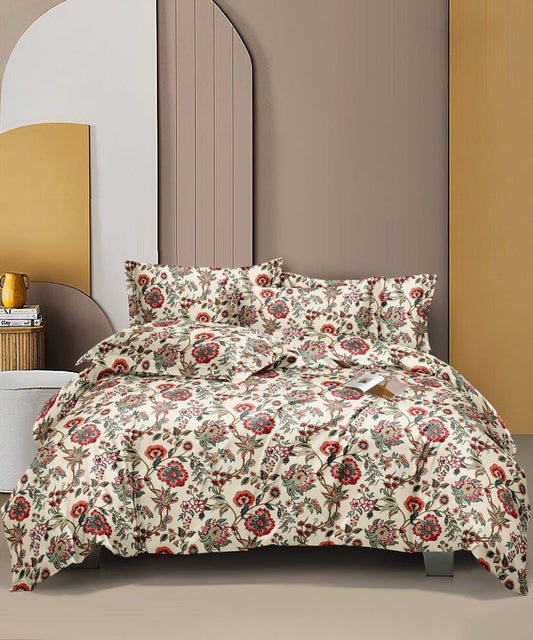 Floral Grace Flat King Bedsheet With 2 Pillow Covers
