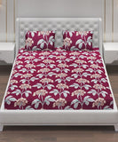 Floral House Flat King Bedsheet With 2 Pillow Cover