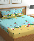 Little Builder Dream Kids Flat King Bedsheet with 2 Pillow Covers