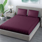 Wine Satin Stripe Flat Double Bedsheet With 2 Pillow Covers