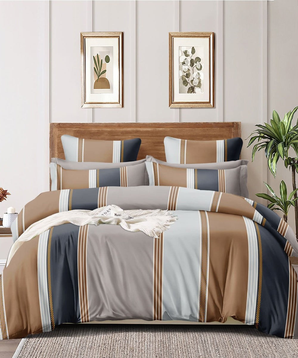 Multicolor Lines Flat King Bedsheet With 2 Pillow Cover