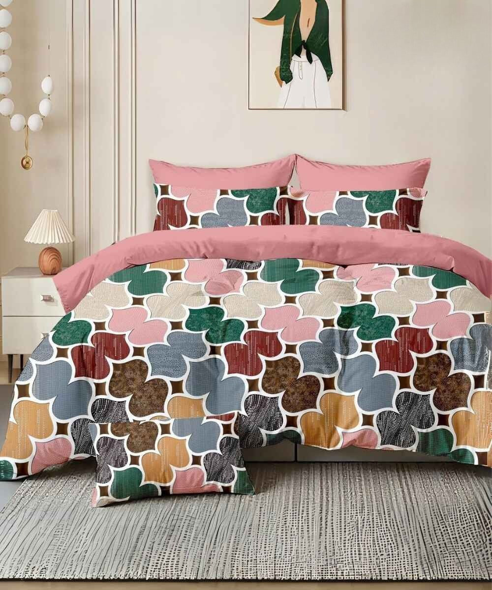 Retro Bloom Flat King Bedsheet With 2 Pillow Covers