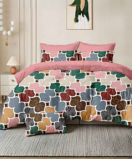 Retro Bloom Flat King Bedsheet With 2 Pillow Covers