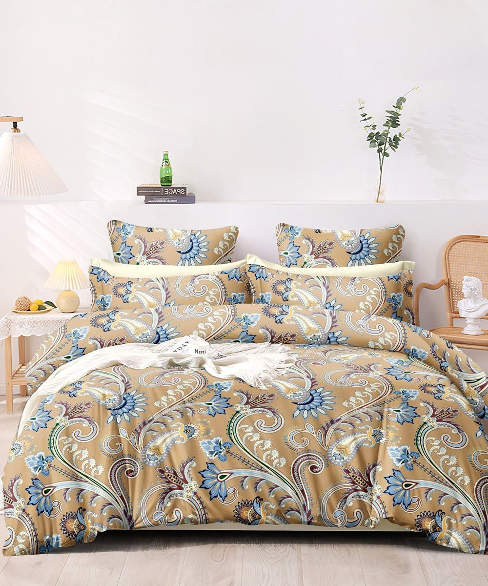 Paisley blossom Flat King Bedsheet With 2 Pillow Covers