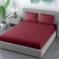 Maroon Satin Stripe Flat Double Bedsheet With 2 Pillow Covers