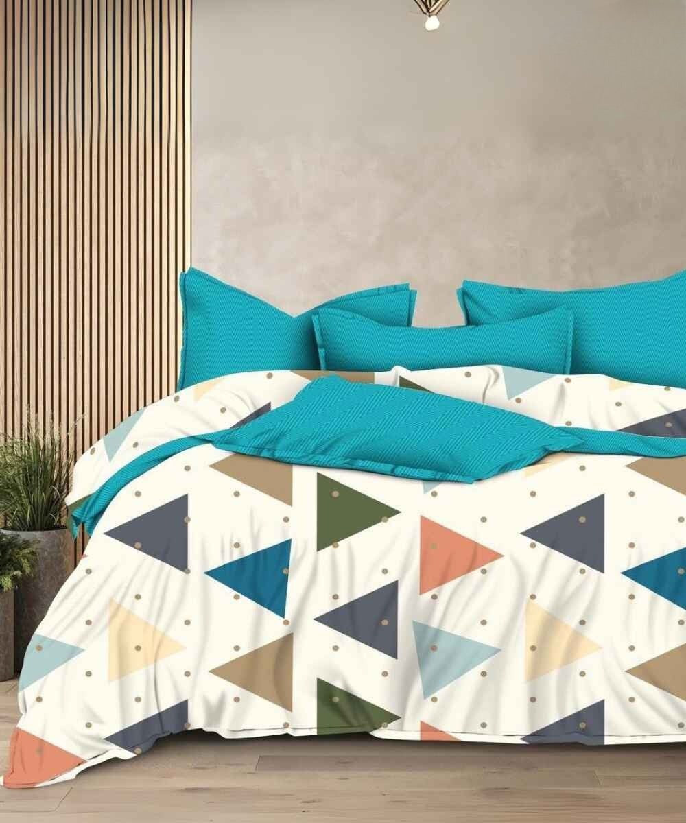 Prism Play Flat King Bedsheet With 2 Pillow Covers