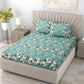 Green Floral Flat Double  Bedsheet with 2 Pillow Covers