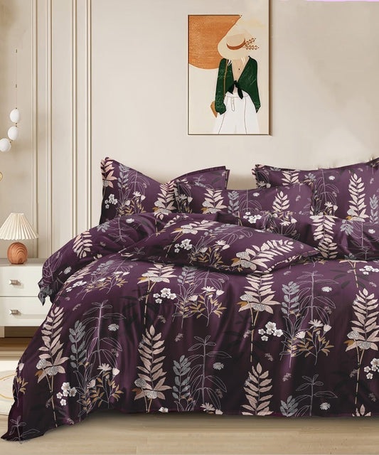 Twilight Flora Flat Double Bedsheet With 2 Pillow Covers