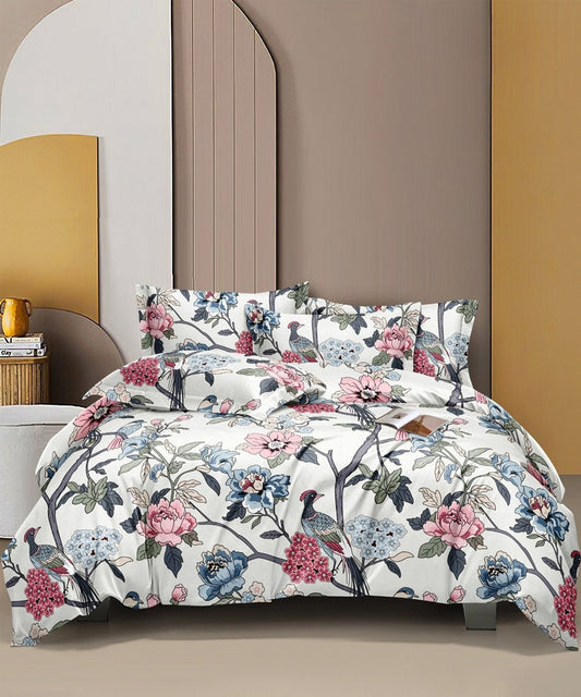 Orchard Elegance Flat King Bedsheet With 2 Pillow Covers