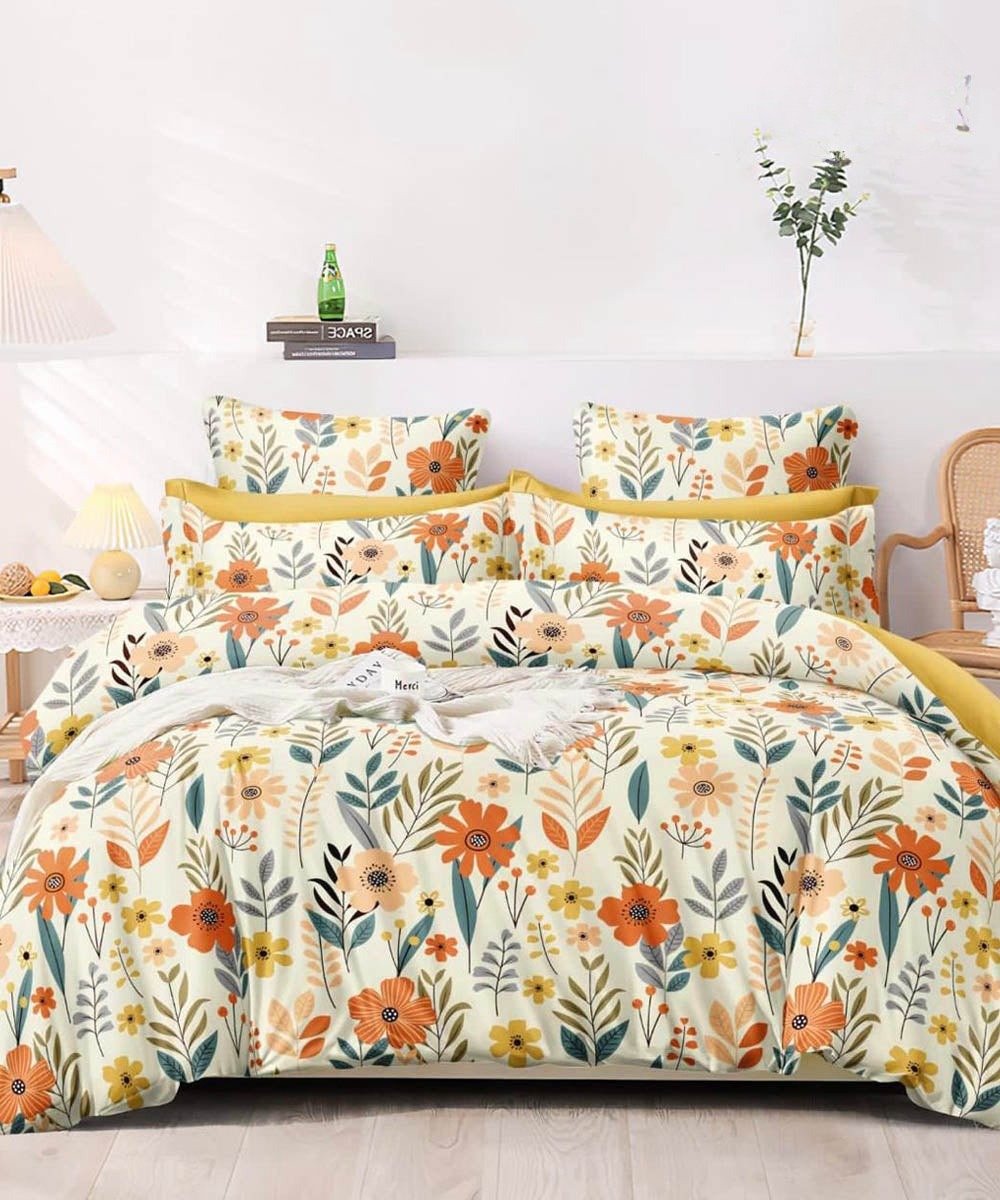 Nature's Whimsy Flat King Bedsheet With 2 Pillow Covers