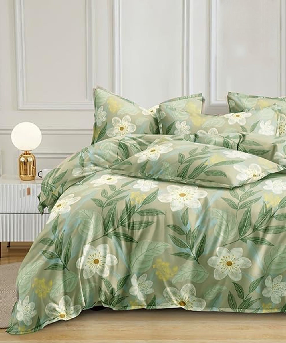 Garden Whisper Flat King Bedsheet With 2 Pillow Covers