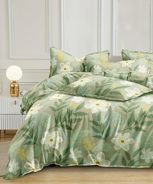 Garden Whisper Flat King Bedsheet With 2 Pillow Covers