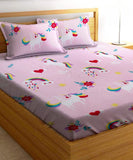 Unicorn Dreams Kids Flat King Bedsheets With 2 Pillow Covers