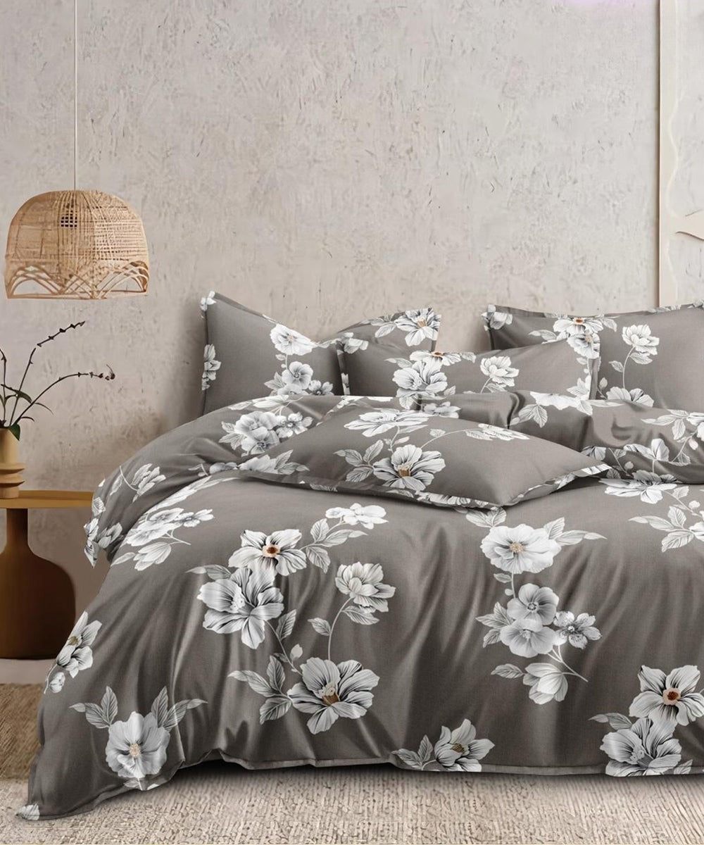 Smoky Blossom Flat Double Bedsheet With 2 Pillow Covers