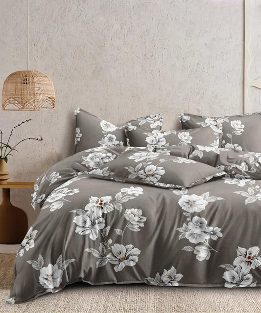 Smoky Blossom Flat Double Bedsheet With 2 Pillow Covers