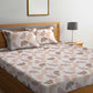 Off White Leaves Flat Double Bedsheet With 2 Pillow Cover