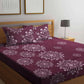 Wine Floral Flat Double Bedsheet With 2 Pillow Covers