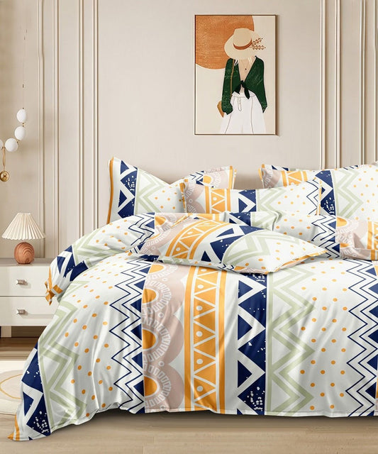 ZigZag Serenity Flat King Bedsheet With 2 Pillow Covers