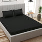 Charcoal Satin Stripe Flat Double Bedsheet with 2 Pillow Covers