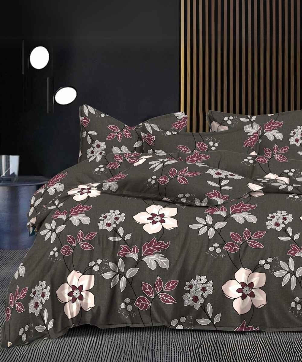 Dusky Bloom Flat King Bedsheet With 2 Pillow Covers